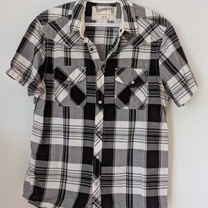 Robinson & Co. Men's Black and White Checkered Shirt